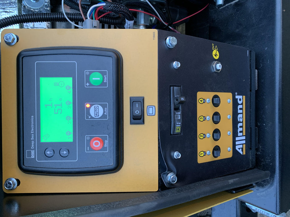 2020 Allmand NLV3GR (4) LED Light Fixture 350W, 23' Vertical Mast, 3kW Prime, Towable, Deep Sea L401, Leveling Jacks, Yanmar T4F 5.8hp