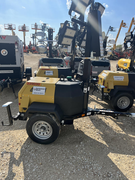 2022 Allmand NLV3GR (4) LED Light Fixture 350W, 23' Vertical Mast, 3kW Prime, Towable, Deep Sea L401, Leveling Jacks, Yanmar T4F 5.8hp