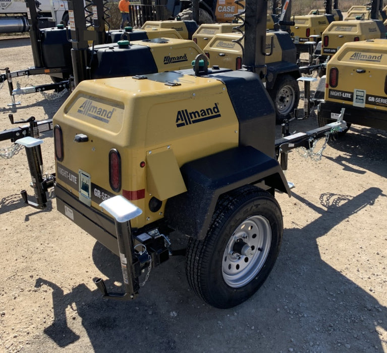 2022 Allmand NLV3GR (4) LED Light Fixture 350W, 23' Vertical Mast, 3kW Prime, Towable, Deep Sea L401, Leveling Jacks, Yanmar T4F 5.8hp