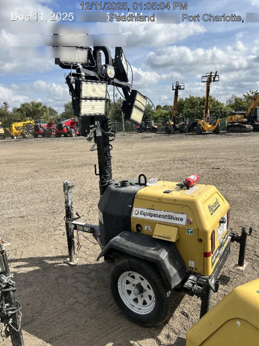 Allmand NLV3GR (4) LED Light Fixture 350W, 23' Vertical Mast, 3kW Prime, Towable, Deep Sea L401, Leveling Jacks, Yanmar T4F 5.8hp