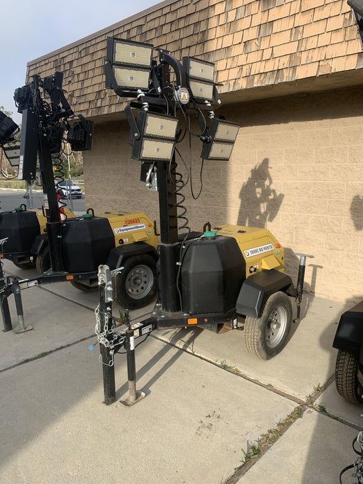 2022 Allmand NLV3GR (4) LED Light Fixture 350W, 23' Vertical Mast, 3kW Prime, Towable, Deep Sea L401, Leveling Jacks, Yanmar T4F 5.8hp