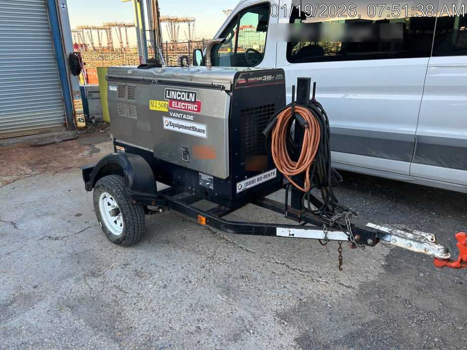 2019 Lincoln Electric Vantage 322 Ready-Pak 3, Two Wheel Trailer, Fender and Light Kit, Cable Rack