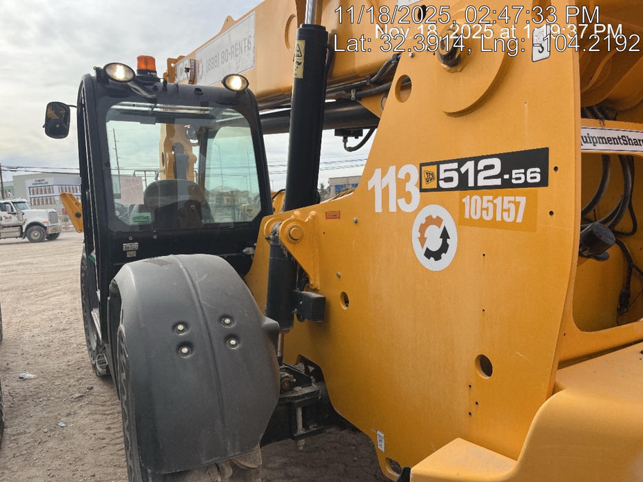 2020 JCB 512-56 Canopy, 74Hp, Solid Tires, Work Lights, Beacon, Aux Hydraulics, Back up Alarm, Lifting Eye, ES Decals