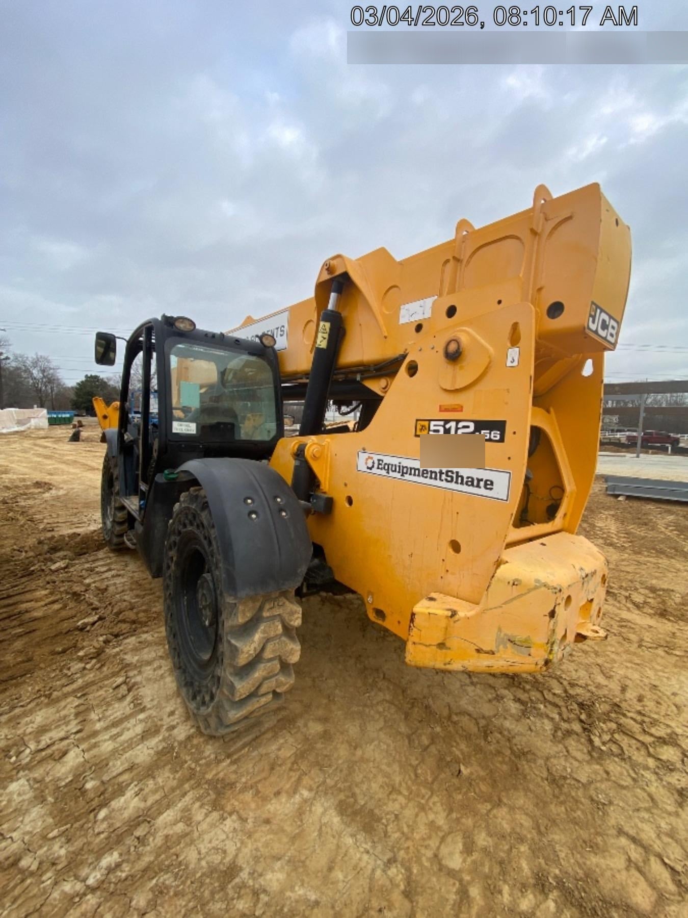 2019 JCB 512-56 109 HP w/Open ROPS, Beacon, Aux Hydraulics, Worklights, Solid Tires 60" Carriage/Forks