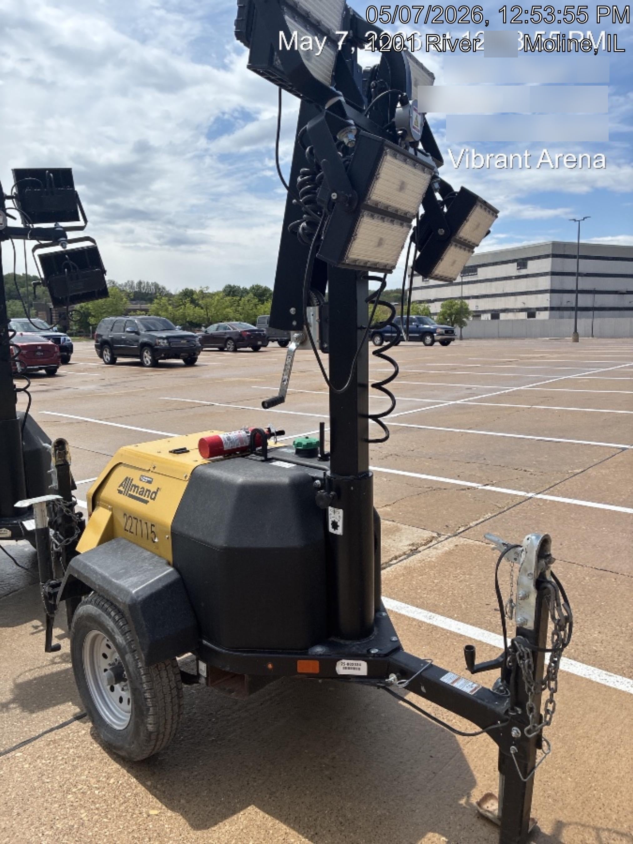 2022 Allmand NLV3GR (4) LED Light Fixture 350W, 23' Vertical Mast, 3kW Prime, Towable, Deep Sea L401, Leveling Jacks, Yanmar T4F 5.8hp