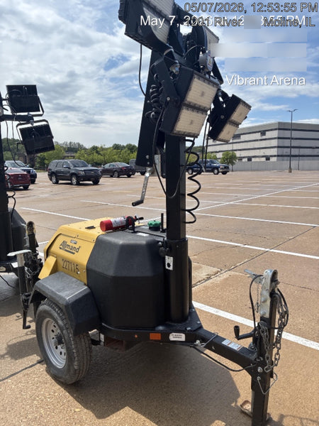 2022 Allmand NLV3GR (4) LED Light Fixture 350W, 23' Vertical Mast, 3kW Prime, Towable, Deep Sea L401, Leveling Jacks, Yanmar T4F 5.8hp