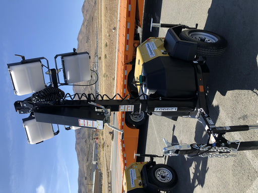 2021 Allmand NLV3GR (4) LED Light Fixture 350W, 23' Vertical Mast, 3kW Prime, Towable, Deep Sea L401, Leveling Jacks, Yanmar T4F 5.8hp