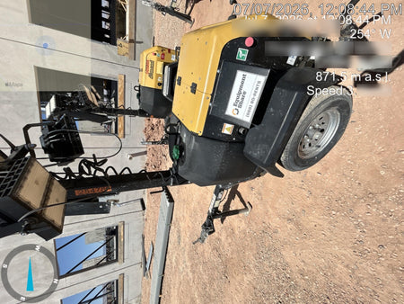 2022 Allmand NLV3GR (4) LED Light Fixture 350W, 23' Vertical Mast, 3kW Prime, Towable, Deep Sea L401, Leveling Jacks, Yanmar T4F 5.8hp