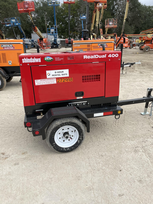2022 Shindaiwa DGW400MDL Kubota D902 Engine, 23 HP, Dual Op Welder, Wire, Arc, Droop Stick, Tig, and CC Stick Functionality, Simulphase, 3 Phase and 1 Phase Gen Output, Single Axle NB Trlr, Slr Trckl Chrg 12V 12W, Fire Ext