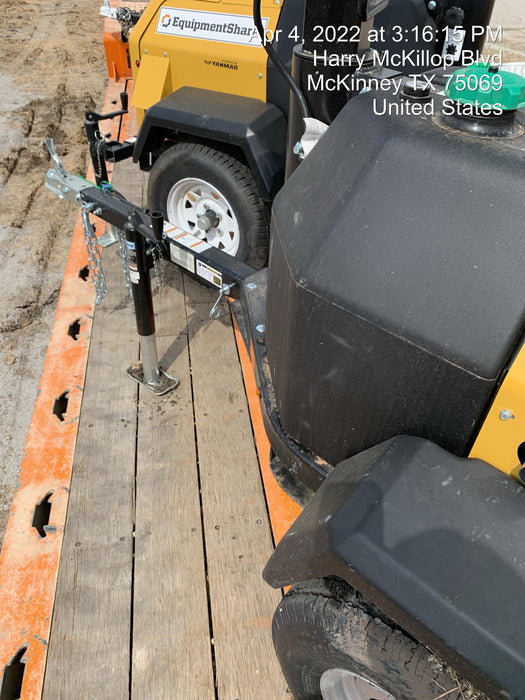 2022 Allmand NLV3GR (4) LED Light Fixture 350W, 23' Vertical Mast, 3kW Prime, Towable, Deep Sea L401, Leveling Jacks, Yanmar T4F 5.8hp