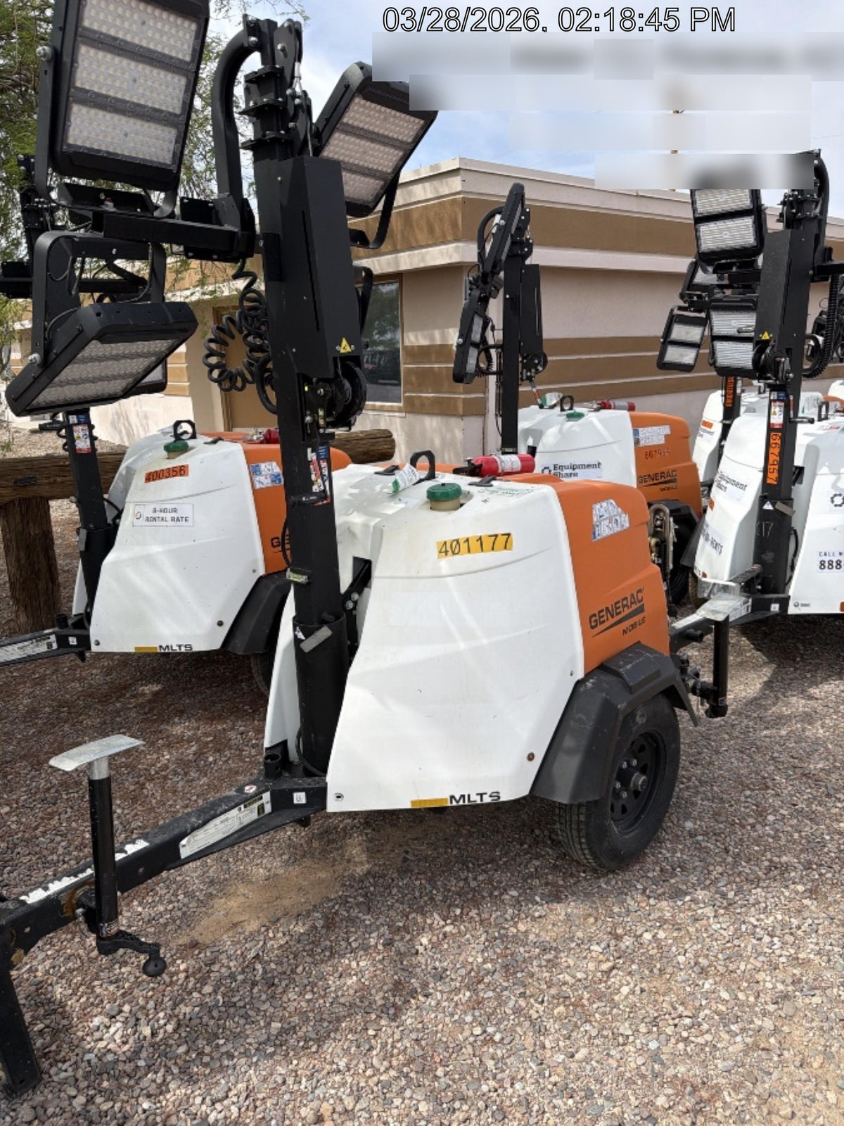2024 Generac MLT2 Diesel, Flex Switch 120V Input, Powerzone Controller, 
(4) 320W LED Lights, 4kW Generator, 39.9 Gal Fuel Tank, 2" Ball, T3