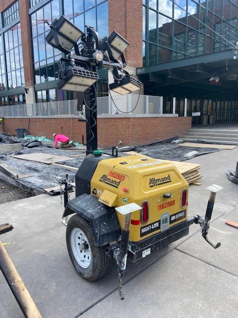 2021 Allmand NLV3GR (4) LED Light Fixture 350W, 23' Vertical Mast, 3kW Prime, Towable, Deep Sea L401, Leveling Jacks, Yanmar T4F 5.8hp