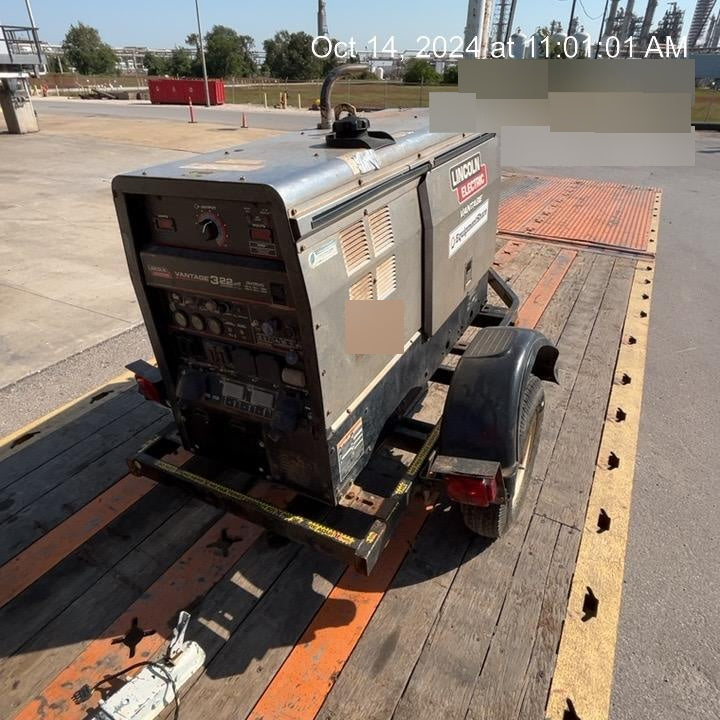 2019 Lincoln Electric Vantage 322 Ready-Pak 3, Two Wheel Trailer, Fender and Light Kit, Cable Rack