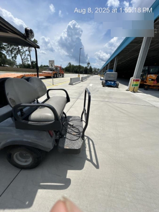 2022 Club Car CA100E Canopy, Fold down Windshield, Beacon, Back up Alarm, All-Trail Trials, HD 8 V Batteries, Trailer Hitch and Ball