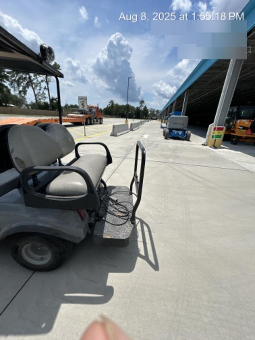 2022 Club Car CA100E Canopy, Fold down Windshield, Beacon, Back up Alarm, All-Trail Trials, HD 8 V Batteries, Trailer Hitch and Ball