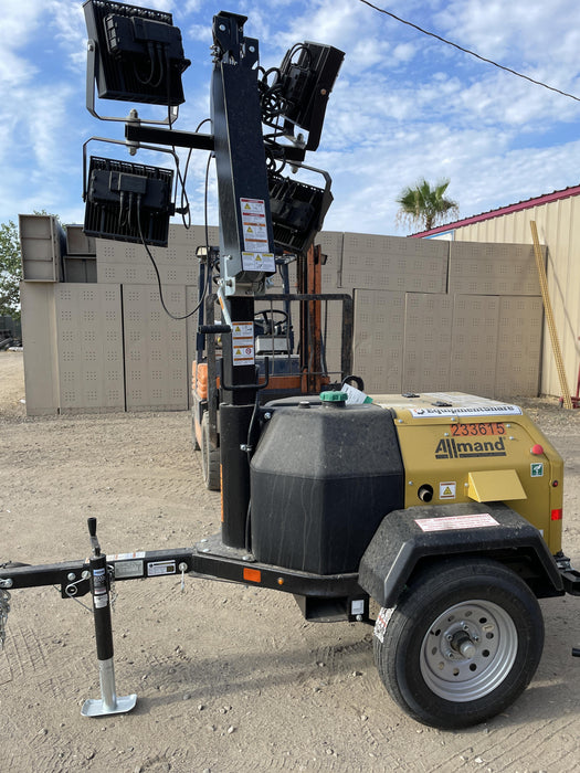 2022 Allmand NLV3GR (4) LED Light Fixture 350W, 23' Vertical Mast, 3kW Prime, Towable, Deep Sea L401, Leveling Jacks, Yanmar T4F 5.8hp