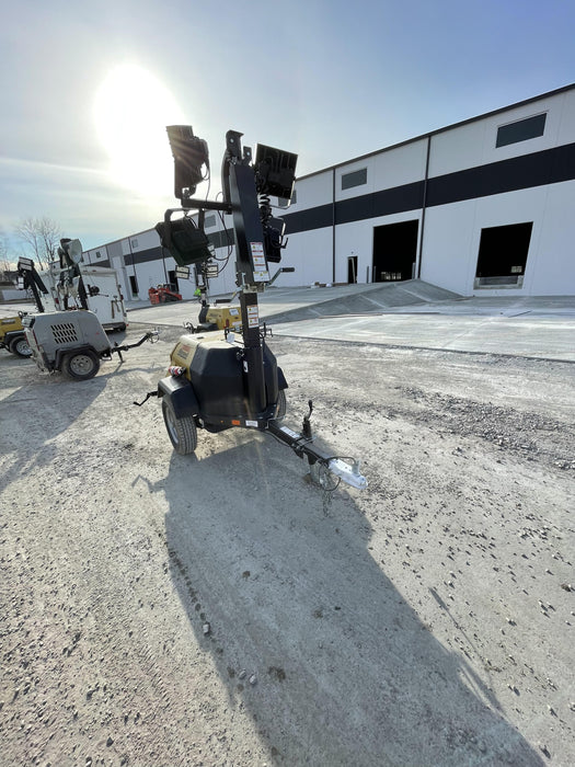 2022 Allmand NLV3GR (4) LED Light Fixture 350W, 23' Vertical Mast, 3kW Prime, Towable, Deep Sea L401, Leveling Jacks, Yanmar T4F 5.8hp