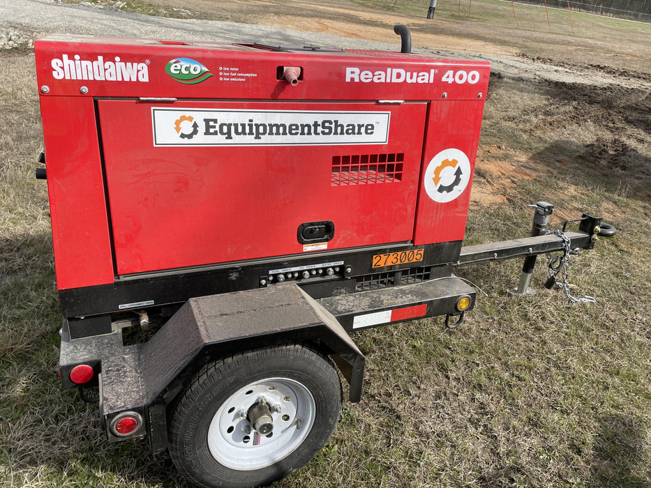 2022 Shindaiwa DGW400MDL Kubota D902 Engine, 23 HP, Dual Op Welder, Wire, Arc, Droop Stick, Tig, and CC Stick Functionality, Simulphase, 3 Phase and 1 Phase Gen Output, Single Axle NB Trlr, Slr Trckl Chrg 12V 12W, Fire Ext