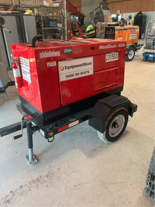 2022 Shindaiwa DGW400MDL Kubota D902 Engine, 23 HP, Dual Op Welder, Wire, Arc, Droop Stick, Tig, and CC Stick Functionality, Simulphase, 3 Phase and 1 Phase Gen Output, Single Axle NB Trlr, Slr Trckl Chrg 12V 12W, Fire Ext