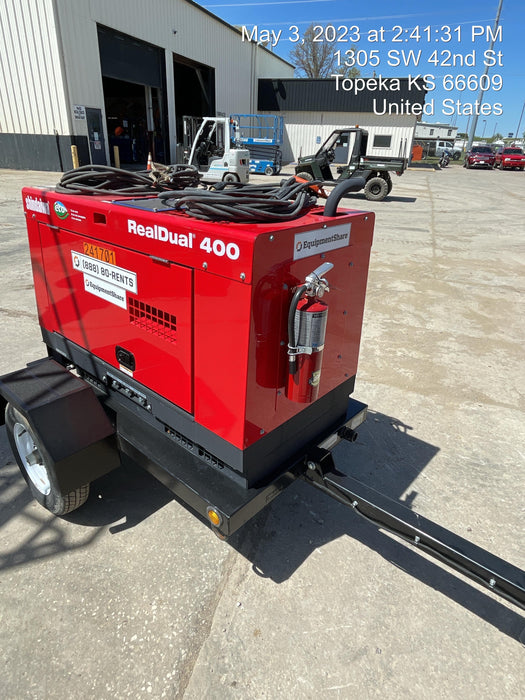 2022 Shindaiwa DGW400MDL Kubota D902 Engine, 23 HP, Dual Op Welder, Wire, Arc, Droop Stick, Tig, and CC Stick Functionality, Simulphase, 3 Phase and 1 Phase Gen Output, Single Axle NB Trlr, Slr Trckl Chrg 12V 12W, Fire Ext