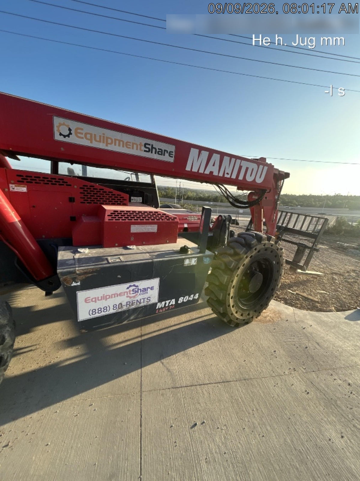 2018 Manitou MTA8044 MTA 8044 - 74 HP T4, Canopy, Worklights/Strobe, Beacon, 66" Carriage, 48" Forks, Solid Tires, Lift Hook, Aux Hydraulics