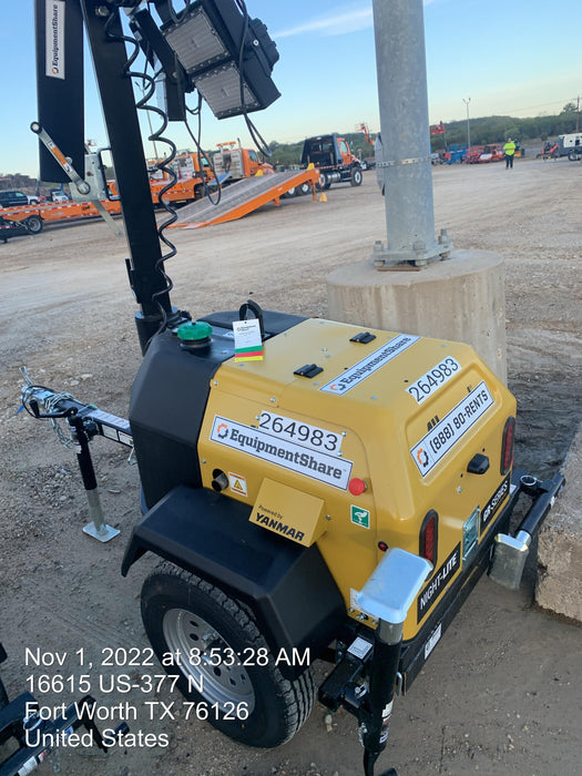 2022 Allmand NLV3GR (4) LED Light Fixture 350W, 23' Vertical Mast, 3kW Prime, Towable, ES Decals, T3