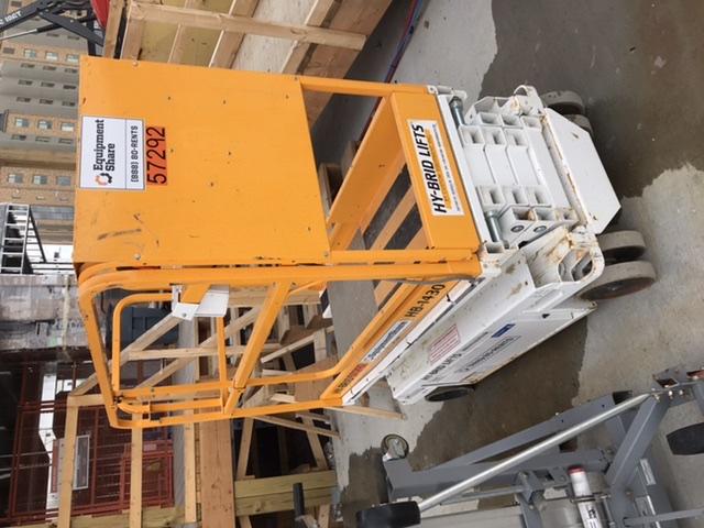 Custom Equipment HB-1430 Hy-Brid Scissor Lift
Platform capacity up to 670 lbs
Working height up to 20 ft
Weighs under 1,700 lbs
Non-marking wheels