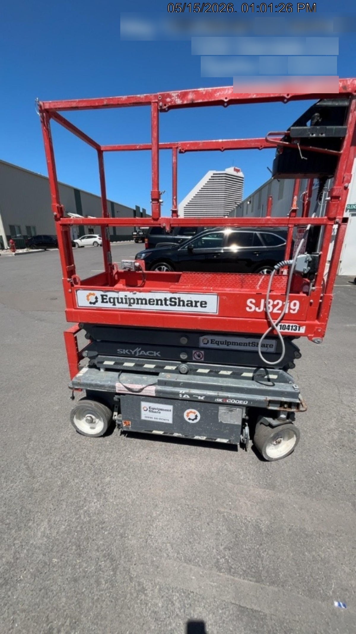 2020 Skyjack SJIII-3219 Solid NM Tires, Half height spring hinged entry gate, Dual Beacons, 800W Inverter