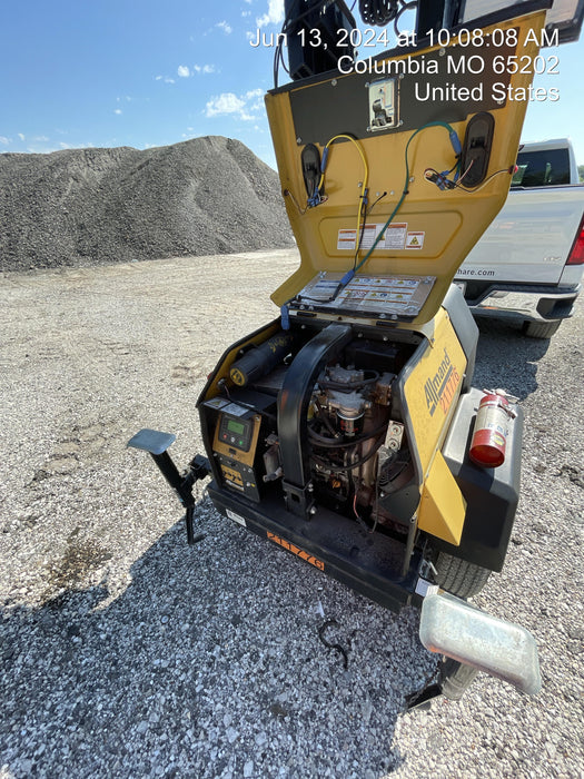 2022 Allmand NLV3GR (4) LED Light Fixture 350W, 23' Vertical Mast, 3kW Prime, Towable, Deep Sea L401, Leveling Jacks, Yanmar T4F 5.8hp