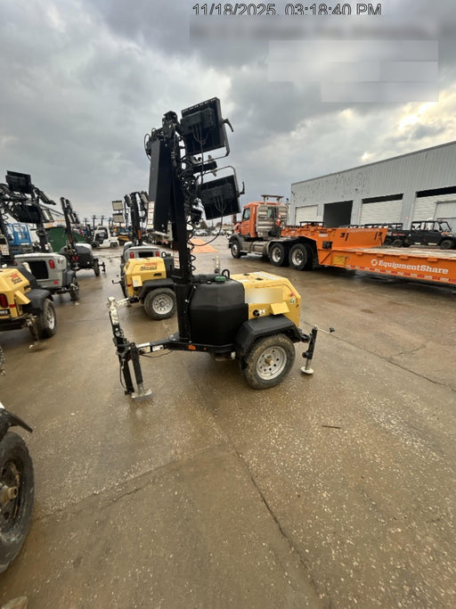 2022 Allmand NLV3GR (4) LED Light Fixture 350W, 23' Vertical Mast, 3kW Prime, Towable, Deep Sea L401, Leveling Jacks, Yanmar T4F 5.8hp