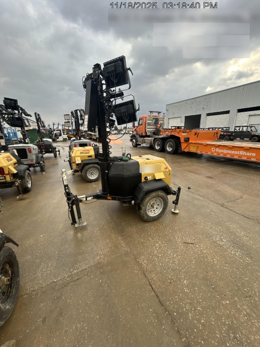 2022 Allmand NLV3GR (4) LED Light Fixture 350W, 23' Vertical Mast, 3kW Prime, Towable, Deep Sea L401, Leveling Jacks, Yanmar T4F 5.8hp