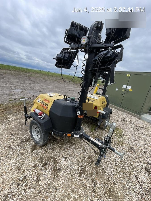 2021 Allmand NLV3GR (4) LED Light Fixture 350W, 23' Vertical Mast, 3kW Prime, Towable, Deep Sea L401, Leveling Jacks, Yanmar T4F 5.8hp