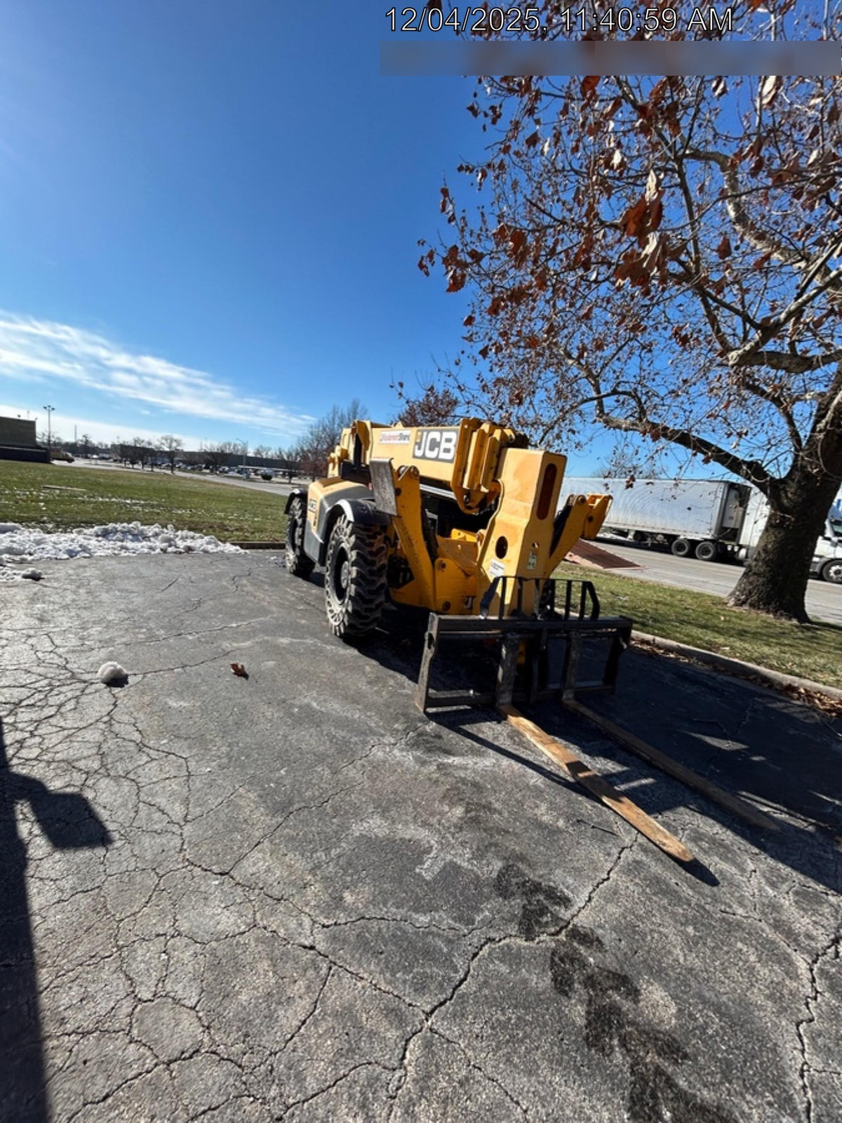 2019 JCB 510-56 74 HP w/Open ROPS, Beacon, Aux Hydraulics, Worklights, Solid Tires, 60" Carriage/Forks