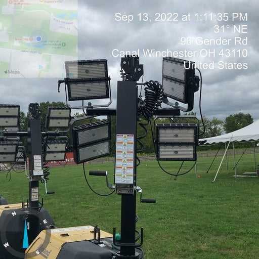 2022 Allmand NLV3GR (4) LED Light Fixture 350W, 23' Vertical Mast, 3kW Prime, Towable, ES Decals, T3