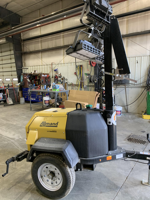 2021 Allmand NLV3GR (4) LED Light Fixture 350W, 23' Vertical Mast, 3kW Prime, Towable, Deep Sea L401, Leveling Jacks, Yanmar T4F 5.8hp