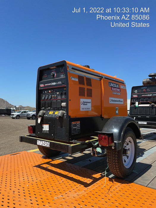 2021 Lincoln Electric Vantage 322 Vantage 322 Ready Pak 3 w/ Decals, ORANGE (includes trailer, cable rack, fender light kit) NO Telematics