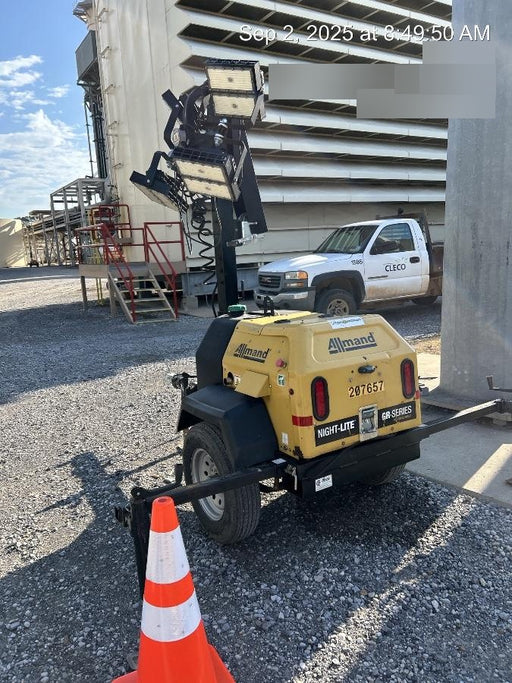 2022 Allmand NLV3GR (4) LED Light Fixture 350W, 23' Vertical Mast, 3kW Prime, Towable, Deep Sea L401, Leveling Jacks, Yanmar T4F 5.8hp