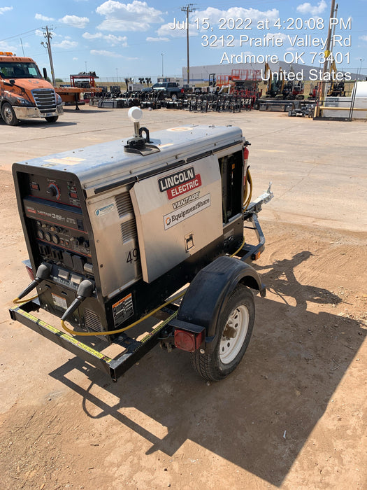 2019 Lincoln Electric Vantage 322 Ready-Pak 3, Two Wheel Trailer, Fender and Light Kit, Cable Rack