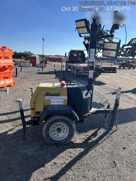 2022 Allmand NLV3GR (4) LED Light Fixture 350W, 23' Vertical Mast, 3kW Prime, Towable, Deep Sea L401, Leveling Jacks, Yanmar T4F 5.8hp