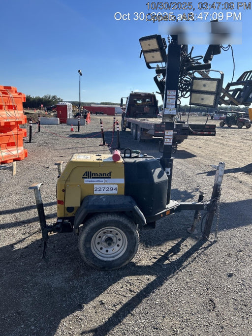 2022 Allmand NLV3GR (4) LED Light Fixture 350W, 23' Vertical Mast, 3kW Prime, Towable, Deep Sea L401, Leveling Jacks, Yanmar T4F 5.8hp