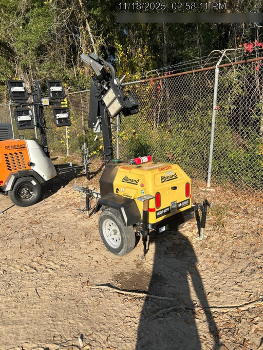 2022 Allmand NLV3GR (4) LED Light Fixture 350W, 23' Vertical Mast, 3kW Prime, Towable