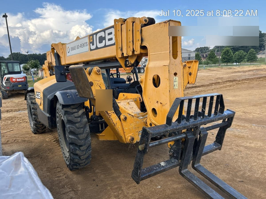 2019 JCB 510-56 Open ROPS, 74 HP, Solid Tires, Worklights, Beacon, Aux Hydraulics, Lifting Eye w/60" Carriage/60" Forks