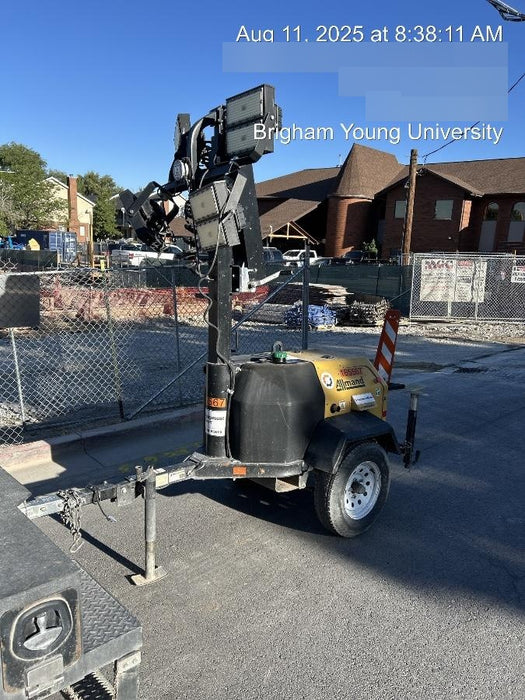 2021 Allmand NLV3GR (4) LED Light Fixture 350W, 23' Vertical Mast, 3kW Prime, Towable, Deep Sea L401, Leveling Jacks, Yanmar T4F 5.8hp