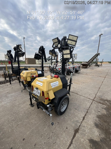 2022 Allmand NLV3GR (4) LED Light Fixture 350W, 23' Vertical Mast, 3kW Prime, Towable, Deep Sea L401, Leveling Jacks, Yanmar T4F 5.8hp