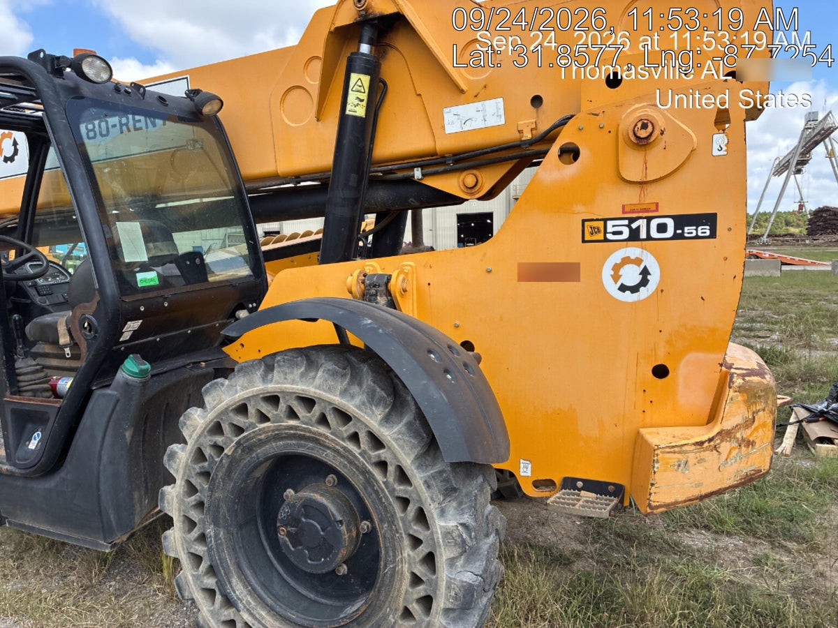 2020 JCB 510-56 Canopy, Solid Tires, Work Lights, Beacon, Aux Hydraulics, Back up Alarm, Lifting Eye, ES Decals