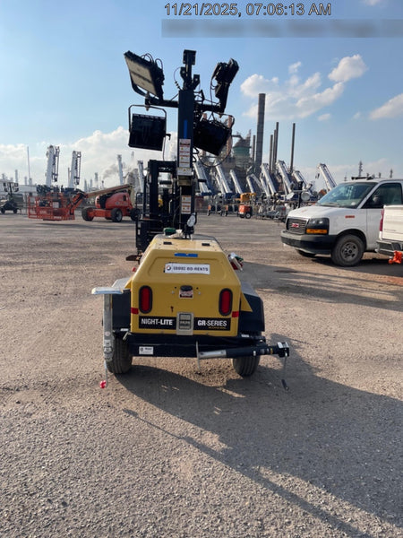 2022 Allmand NLV3GR (4) LED Light Fixture 350W, 23' Vertical Mast, 3kW Prime, Towable, Deep Sea L401, Leveling Jacks, Yanmar T4F 5.8hp