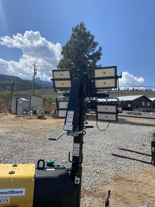 2021 Allmand NLV3GR (4) LED Light Fixture 350W, 23' Vertical Mast, 3kW Prime, Towable, Deep Sea L401, Leveling Jacks, Yanmar T4F 5.8hp