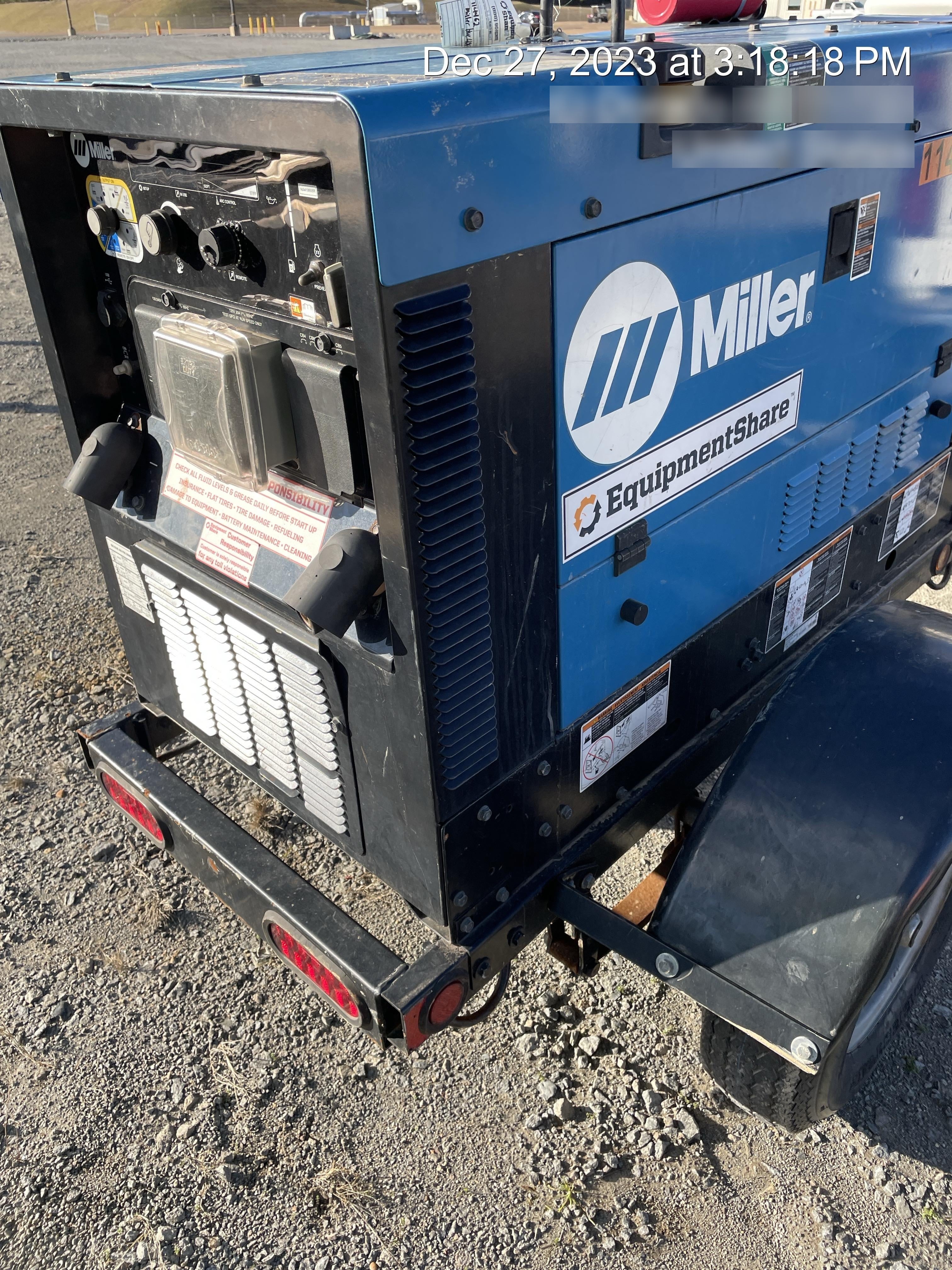 2020 Miller Electric BIG BLUE 400 Trailer Mounted Welder