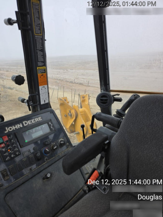 2019 John Deere 410L 4WD, CAB/HVAC, Standard Dipperstick, ISO Controls, Rear Aux Hydraulics, Manual QC, 1.5 Yd Bucket w/Forks, 24" Bucket