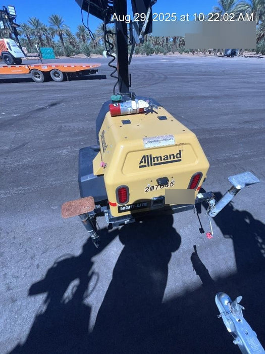 2022 Allmand NLV3GR (4) LED Light Fixture 350W, 23' Vertical Mast, 3kW Prime, Towable, Deep Sea L401, Leveling Jacks, Yanmar T4F 5.8hp